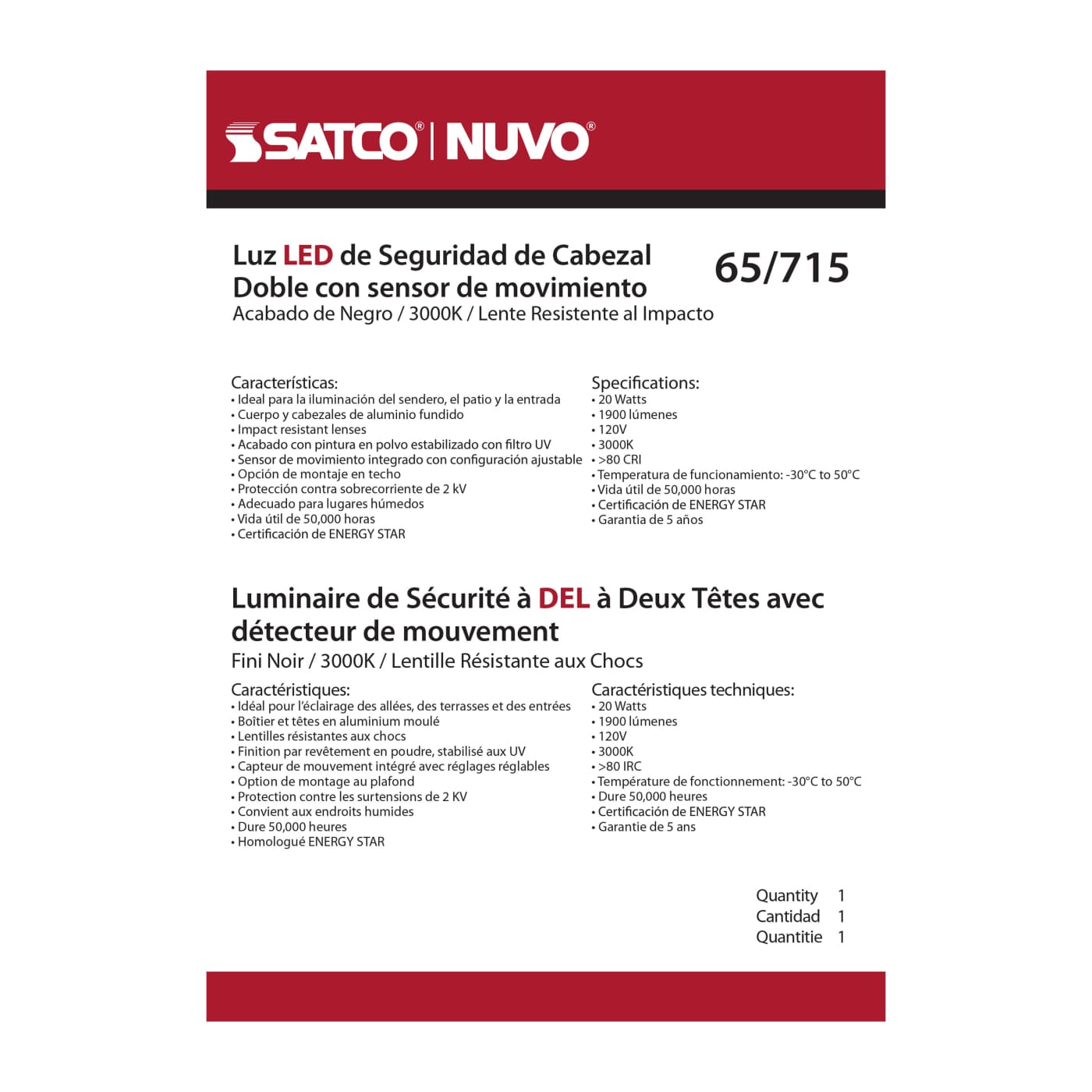 LED 2 BULLET HEAD SECURITY LGT - 65-715