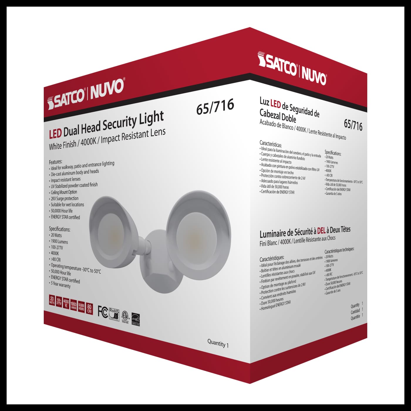 LED 2 BULLET HEAD SECURITY LGT - 65-716