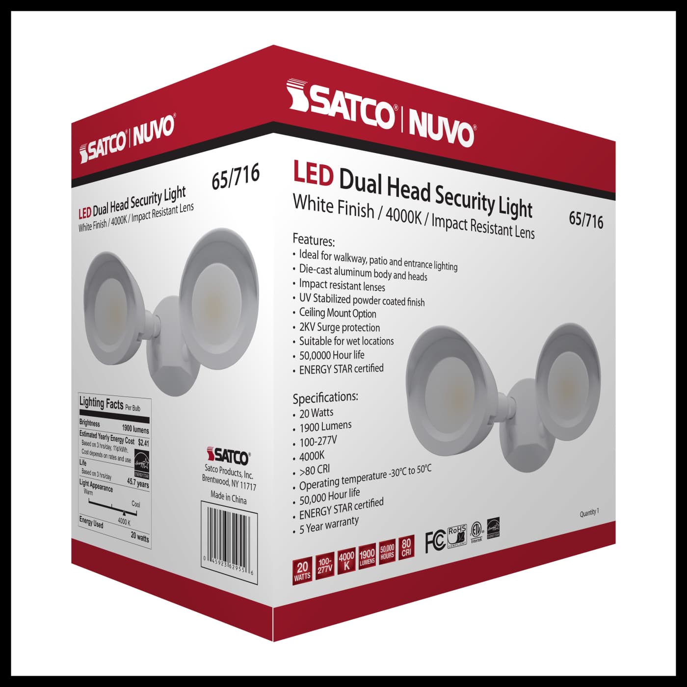 LED 2 BULLET HEAD SECURITY LGT - 65-716