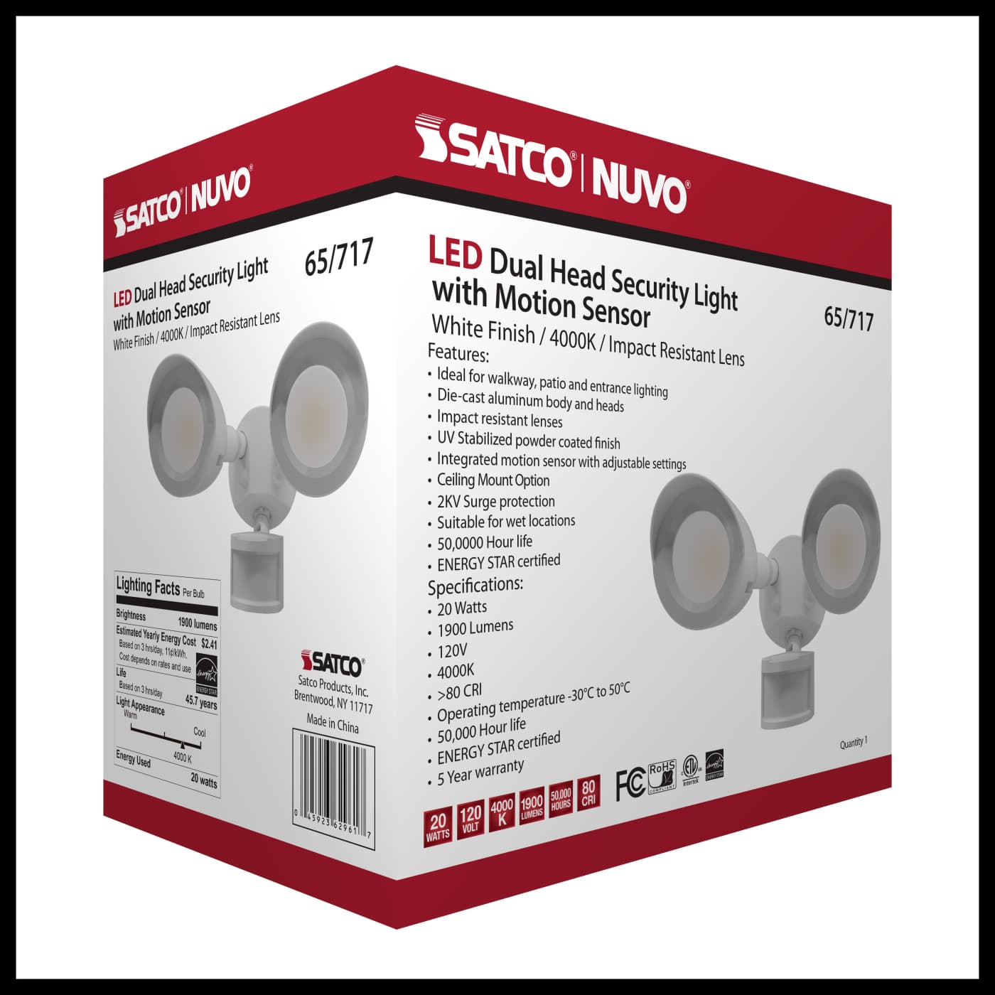 LED 2 BULLET HEAD SECURITY LGT - 65-717