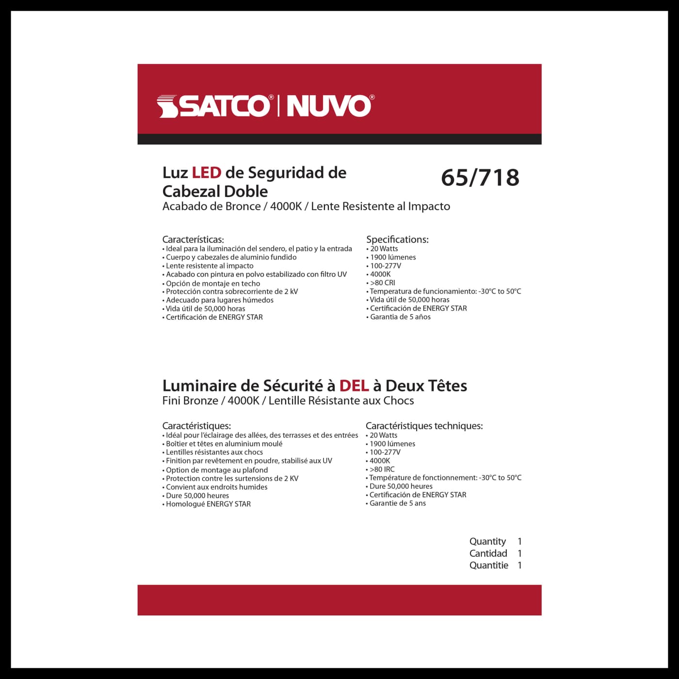 LED 2 BULLET HEAD SECURITY LGT - 65-718