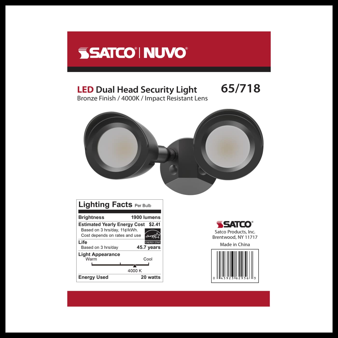 LED 2 BULLET HEAD SECURITY LGT - 65-718