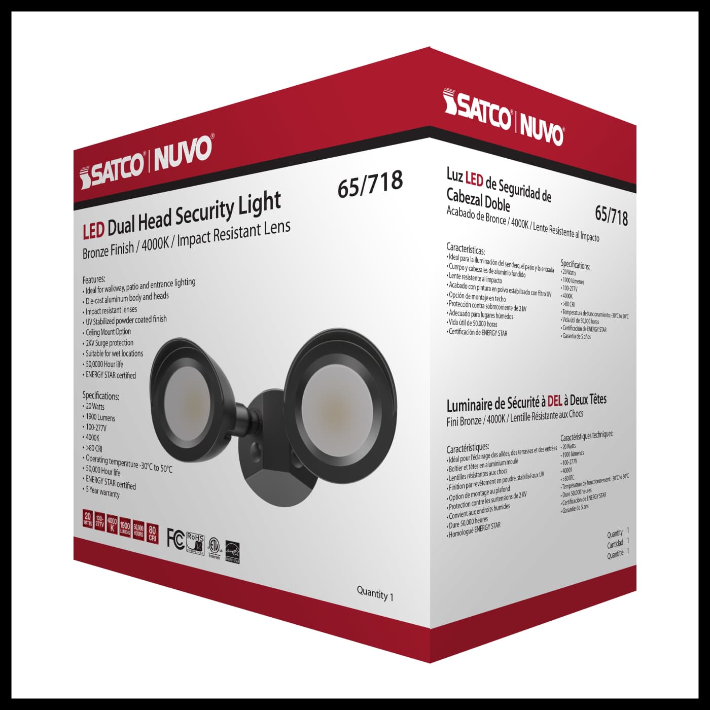 LED 2 BULLET HEAD SECURITY LGT - 65-718