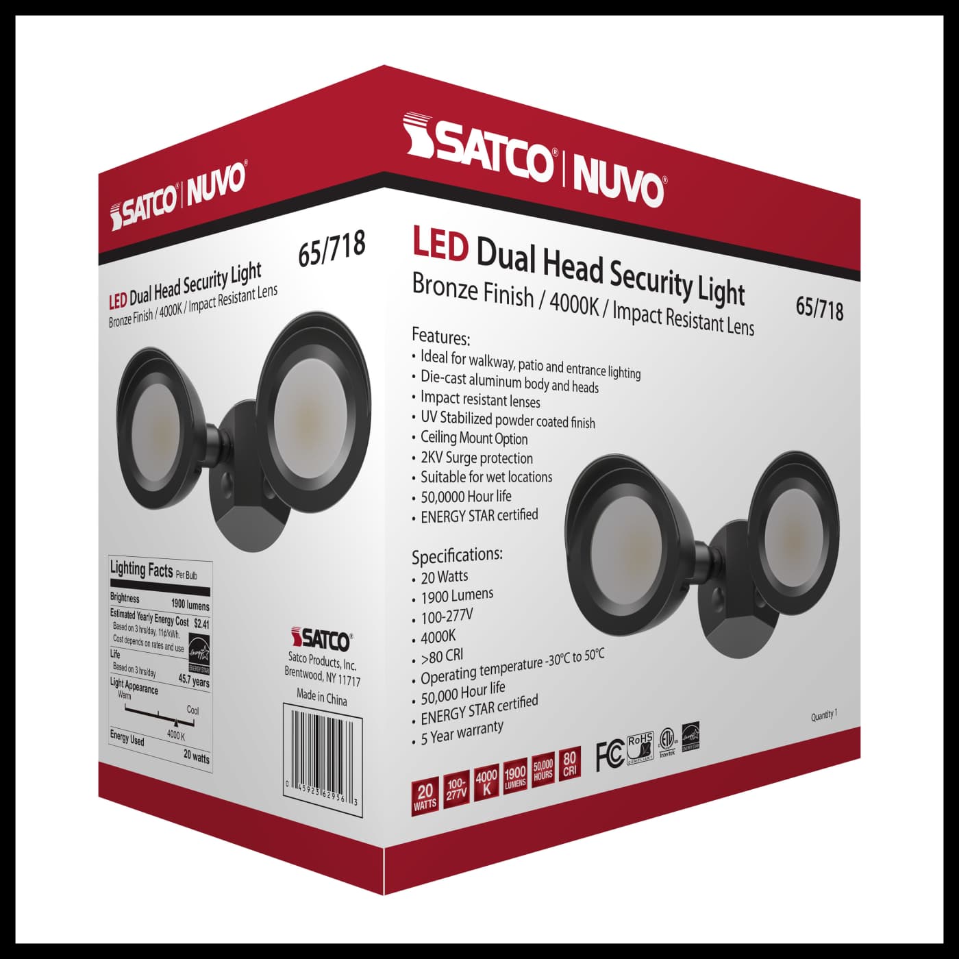 LED 2 BULLET HEAD SECURITY LGT - 65-718