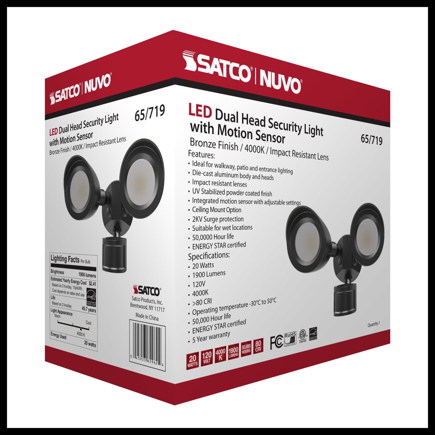 LED 2 BULLET HEAD SECURITY LGT - 65-719