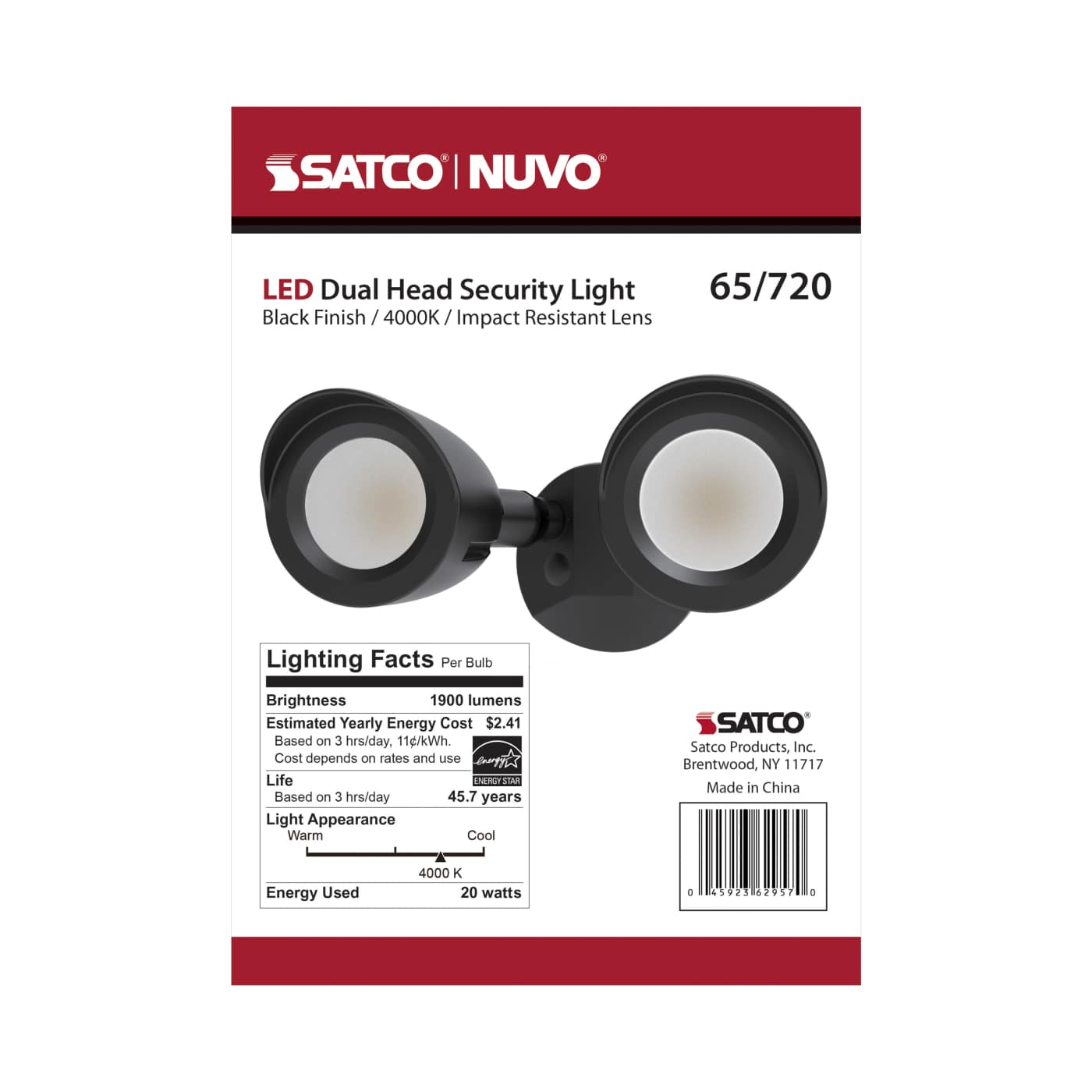 LED 2 BULLET HEAD SECURITY LGT - 65-720