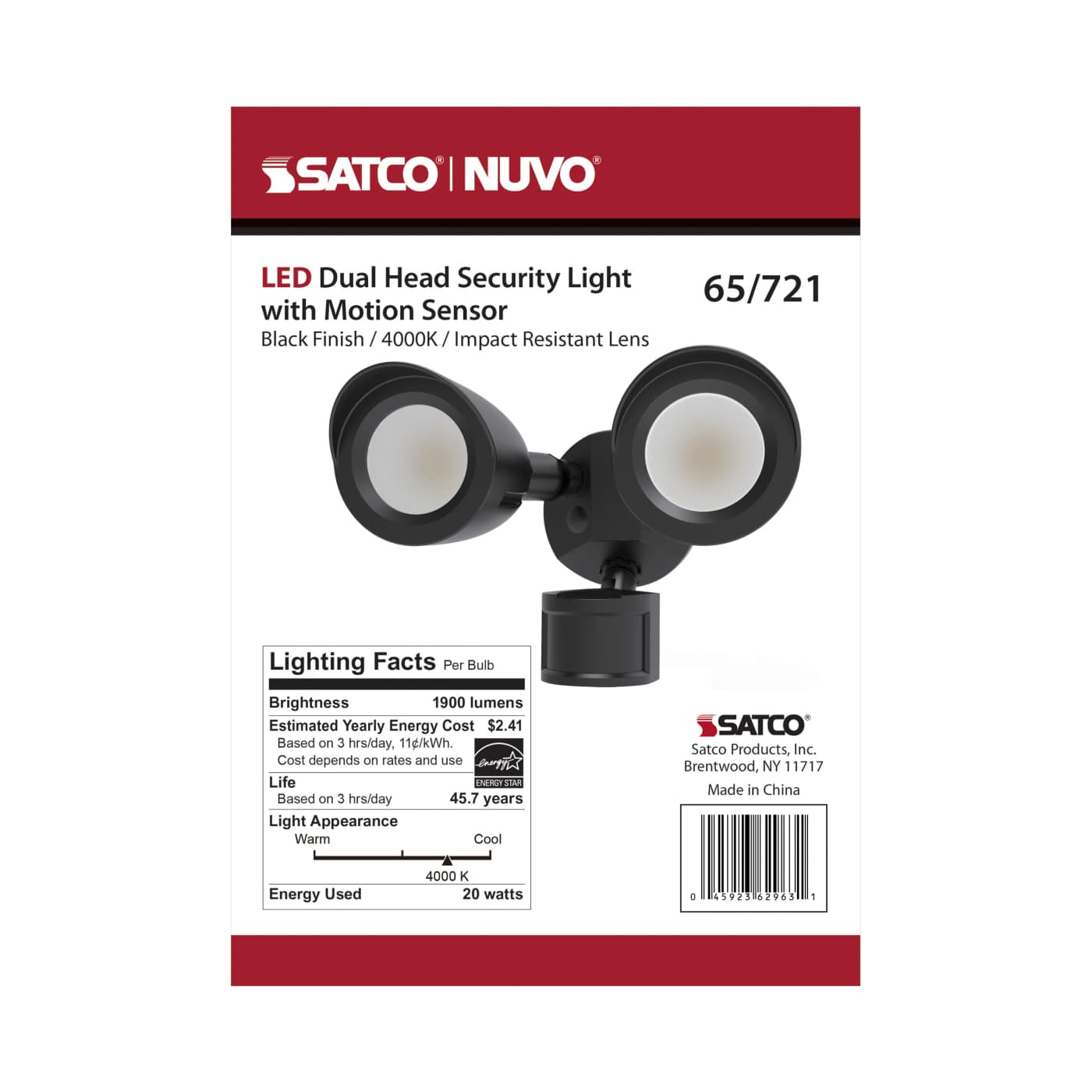 LED 2 BULLET HEAD SECURITY LGT - 65-721