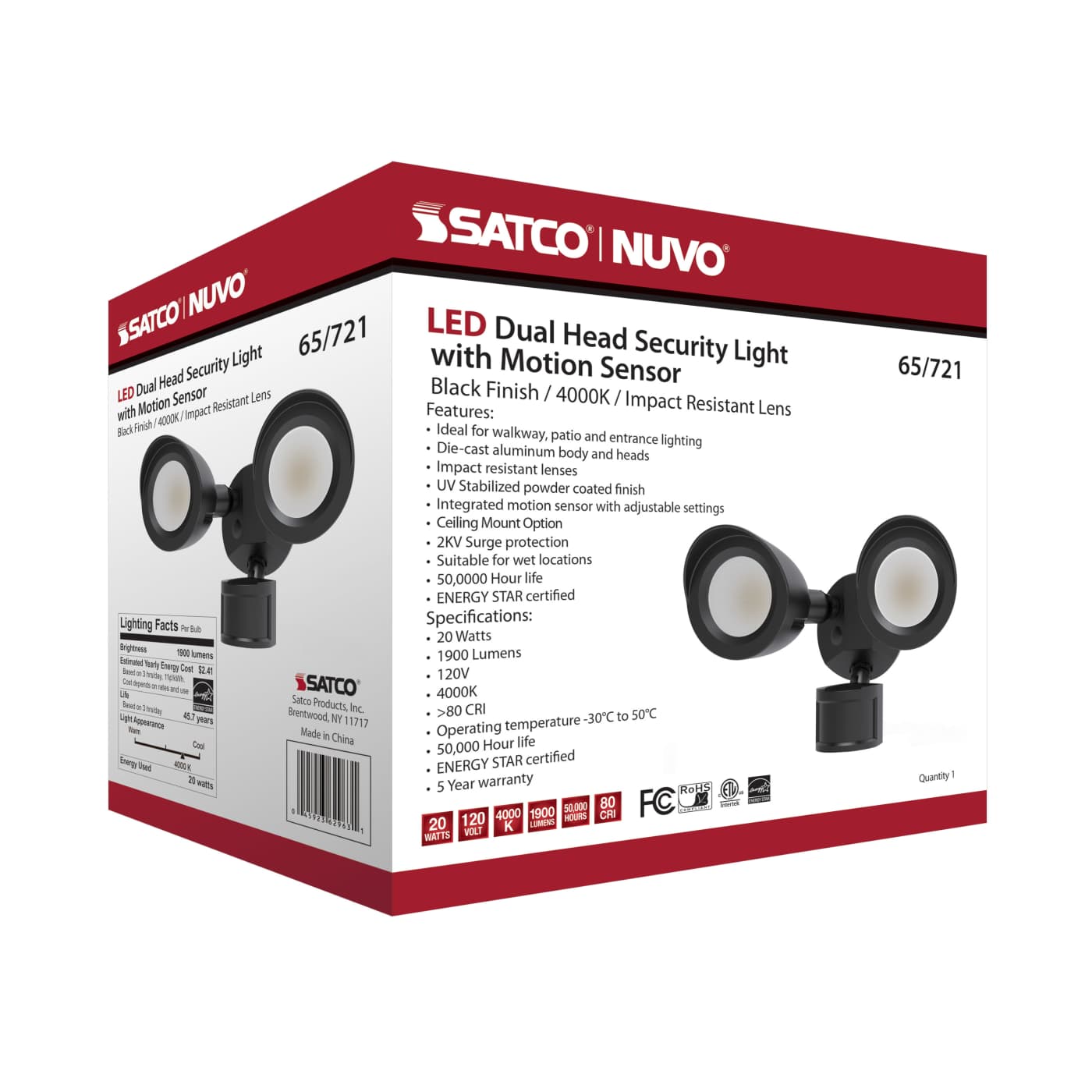 LED 2 BULLET HEAD SECURITY LGT - 65-721