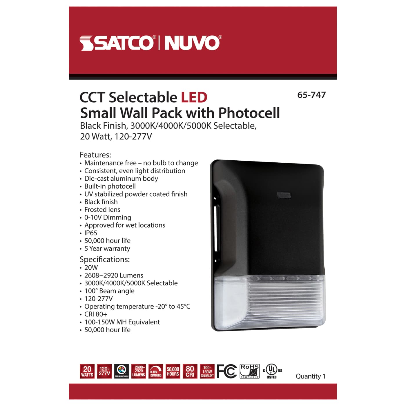LED SMALL WALL PACK W/PHOTOCEL - 65-747