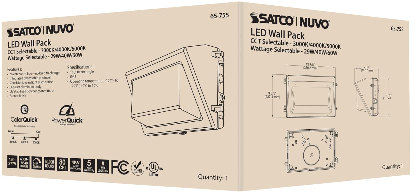 LED WALL PACK CCT & WATT ADJ - 65-755
