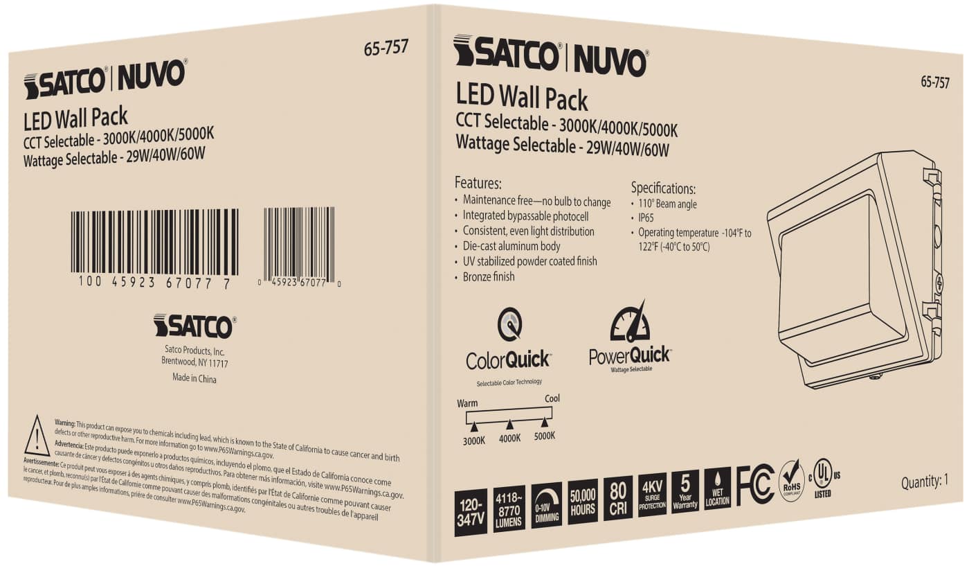 LED WALL PACK CCT & WATT ADJ - 65-757