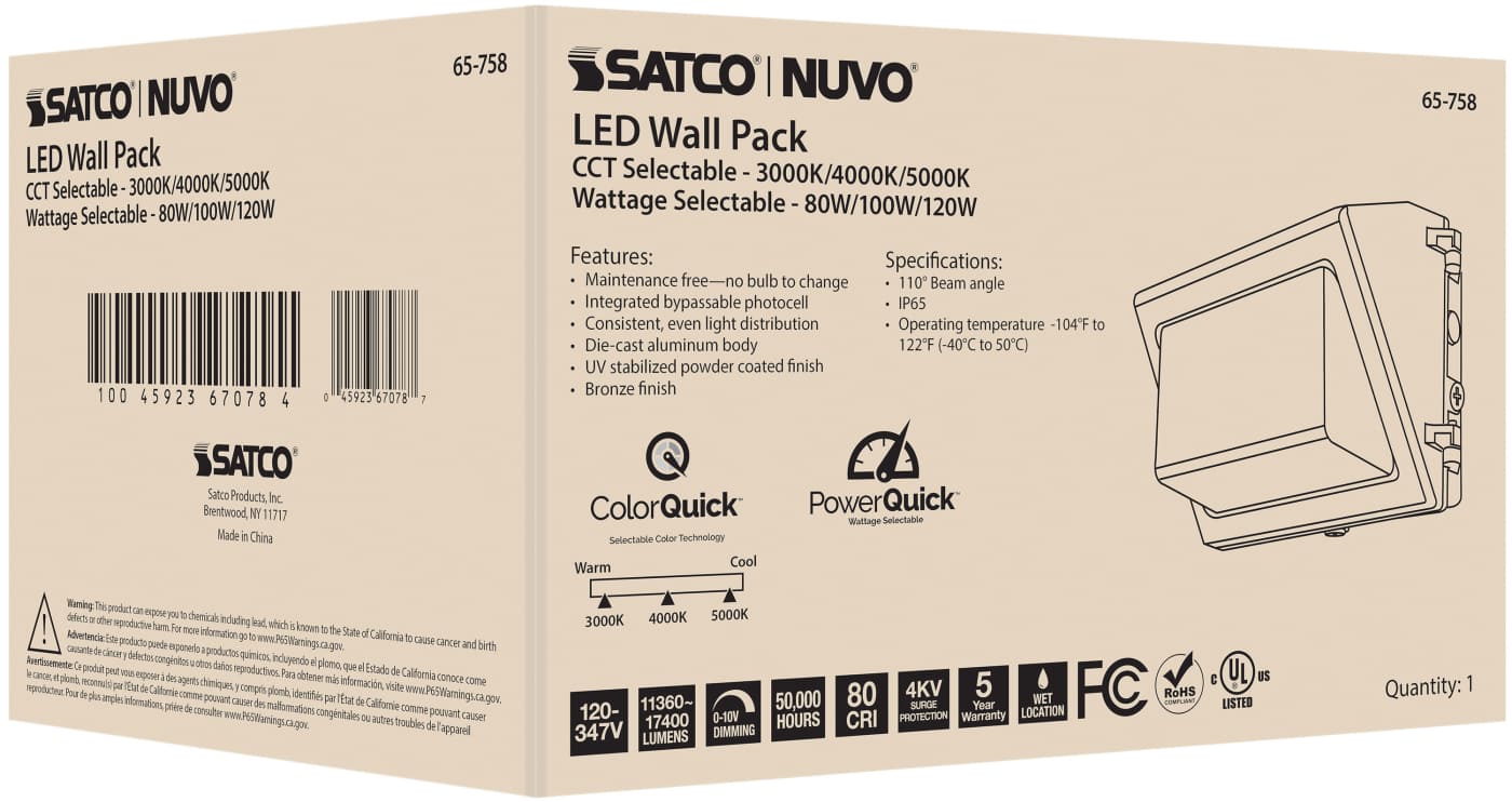 LED WALL PACK CCT & WATT ADJ - 65-758