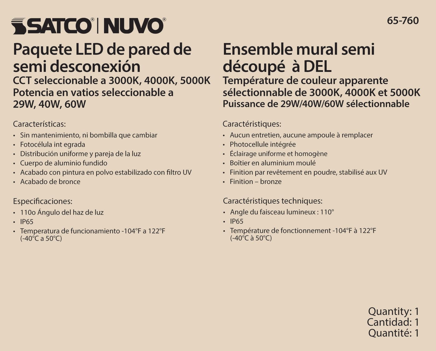 LED CUTOFF WALL PACK CCT&WATT - 65-760