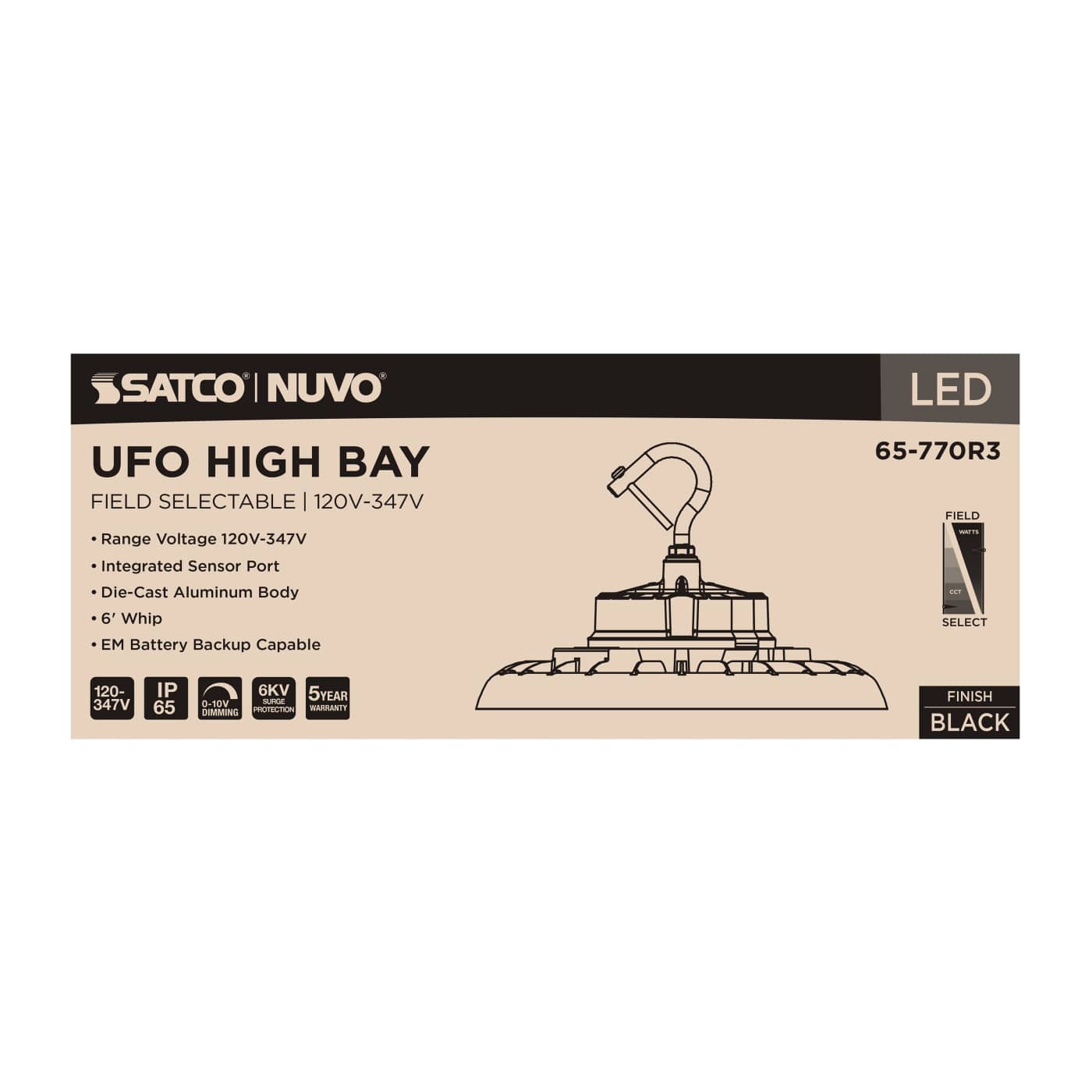 LED UFO HIGHBAY CCT & WATT ADJ - 65-770R3