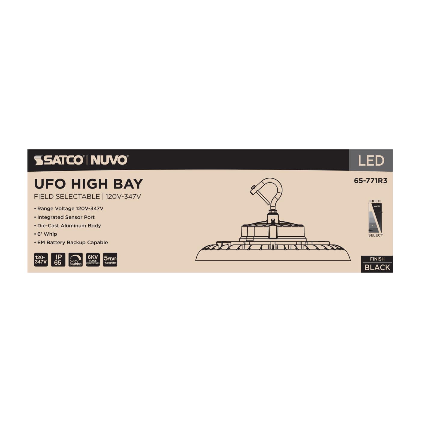 LED UFO HIGHBAY CCT & WATT ADJ - 65-771R3