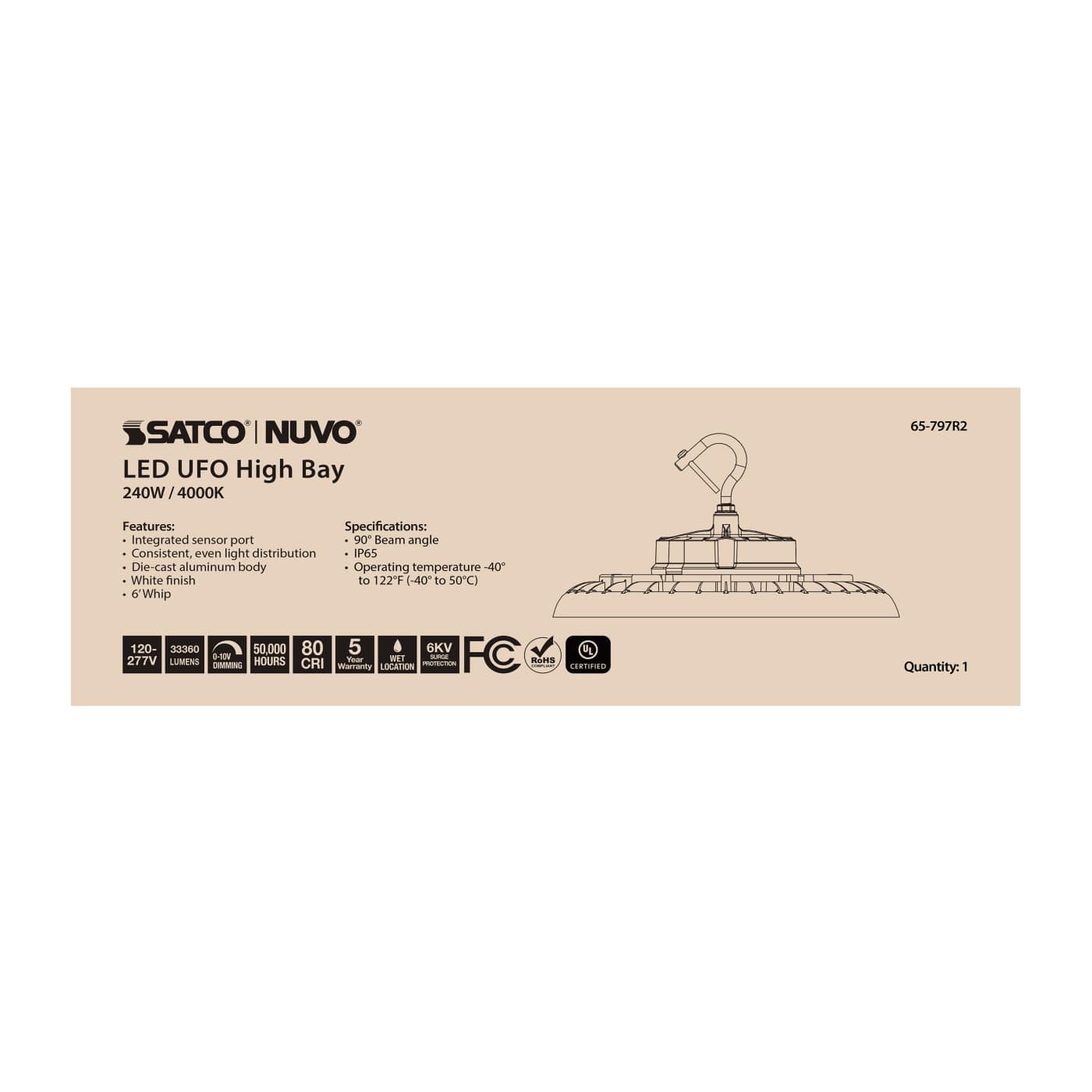 LED UFO HIGHBAY 240W/4000K - 65-797R2