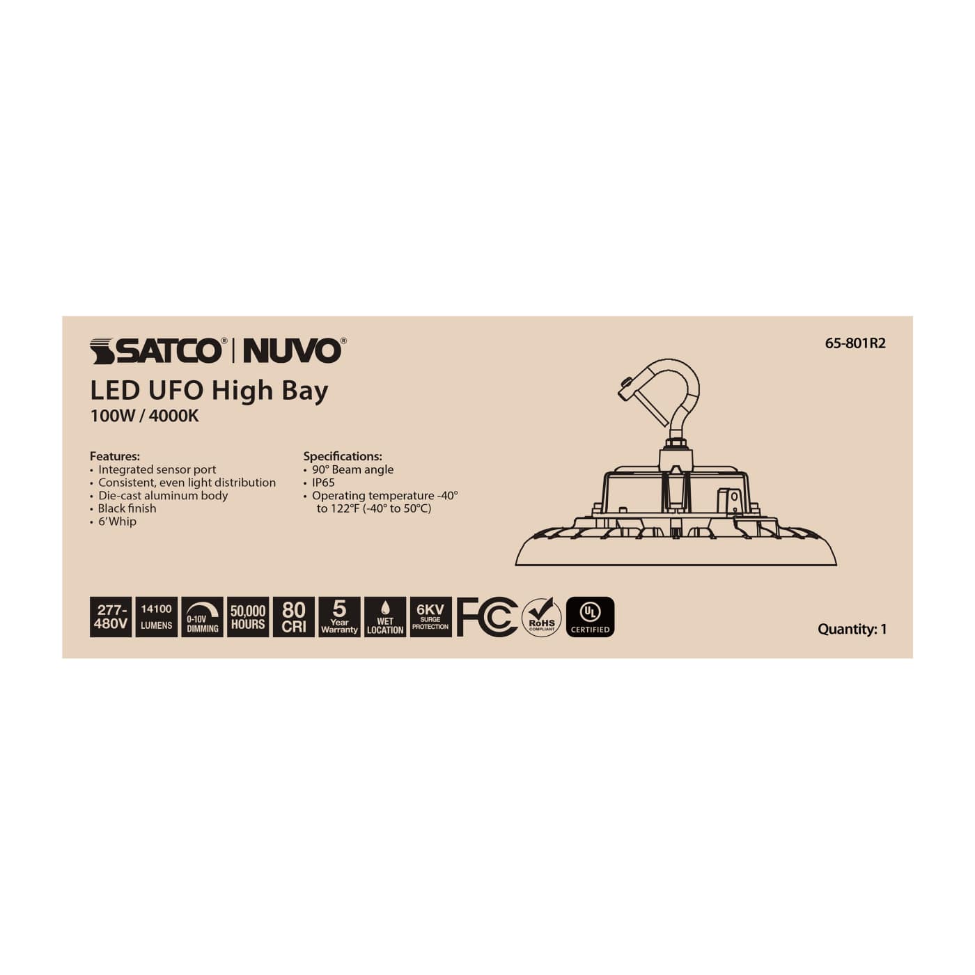 LED UFO HIGHBAY 100W/4000K - 65-801R2