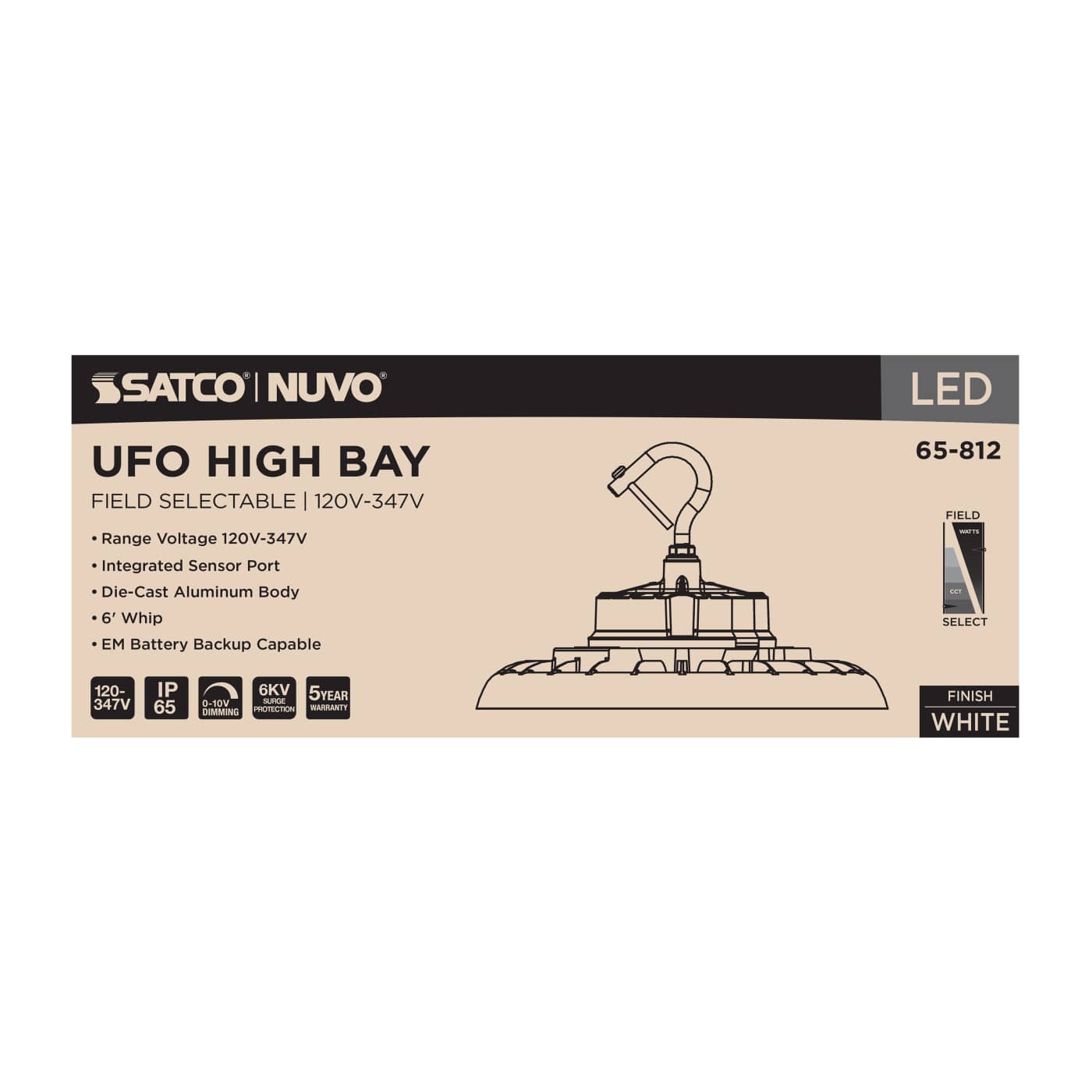 LED UFO HIGHBAY CCT & WATT ADJ - 65-812