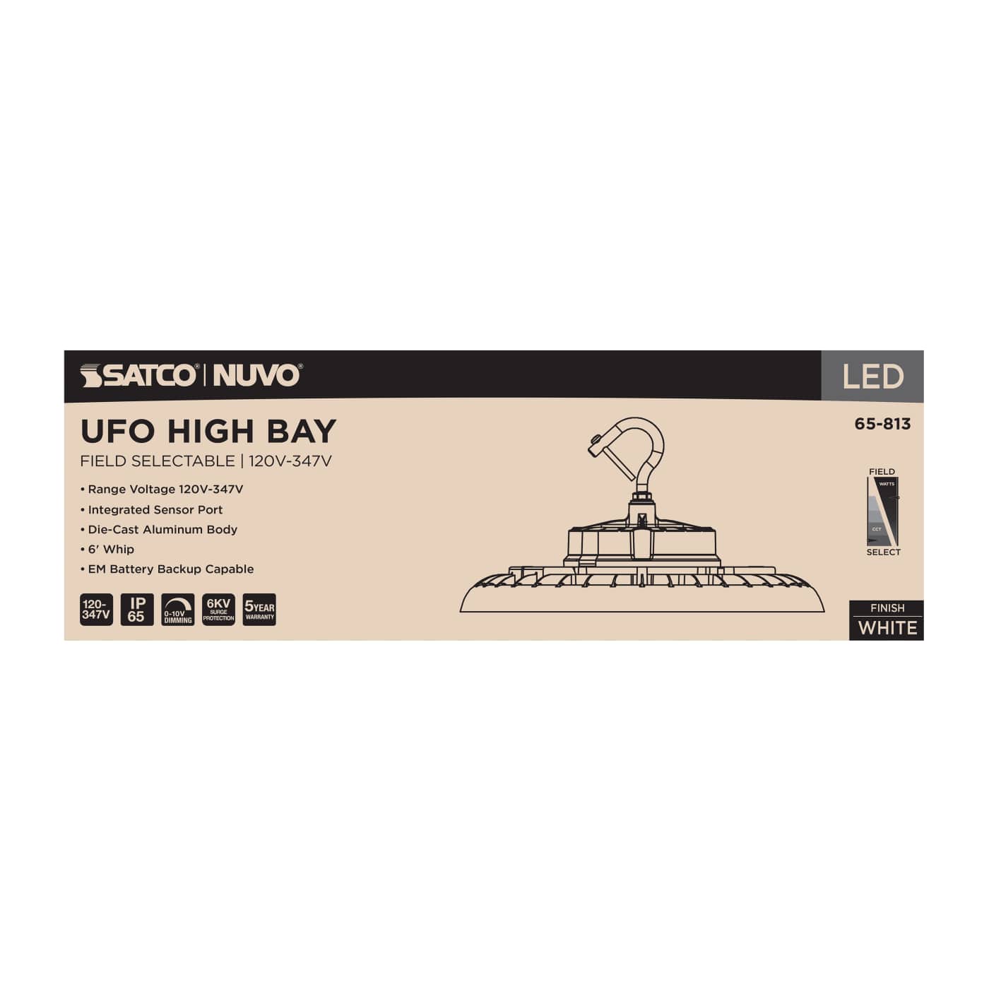 LED UFO HIGHBAY CCT & WATT ADJ - 65-813