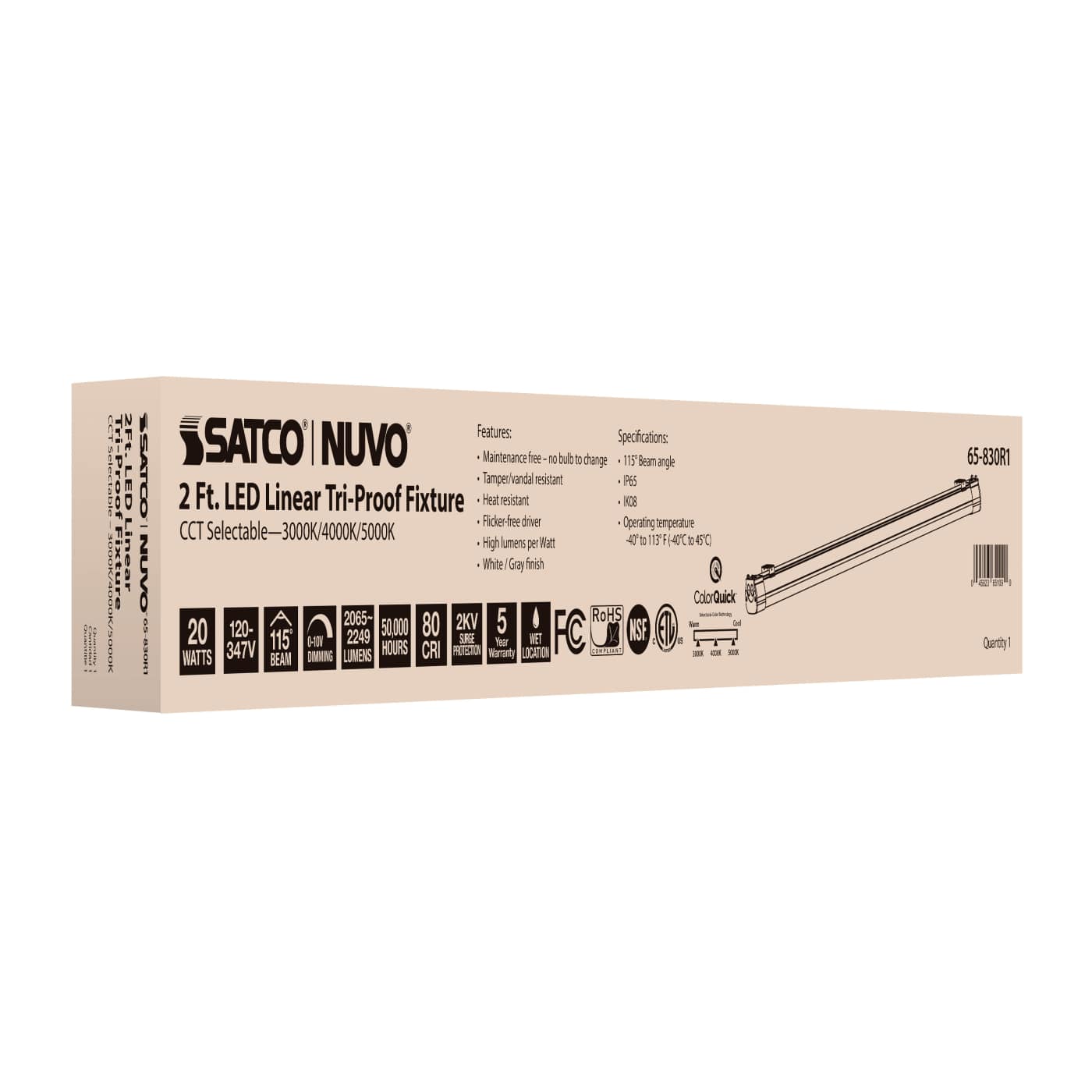 2' 20W LED TRI-PROOF LINEAR - 65-830R1