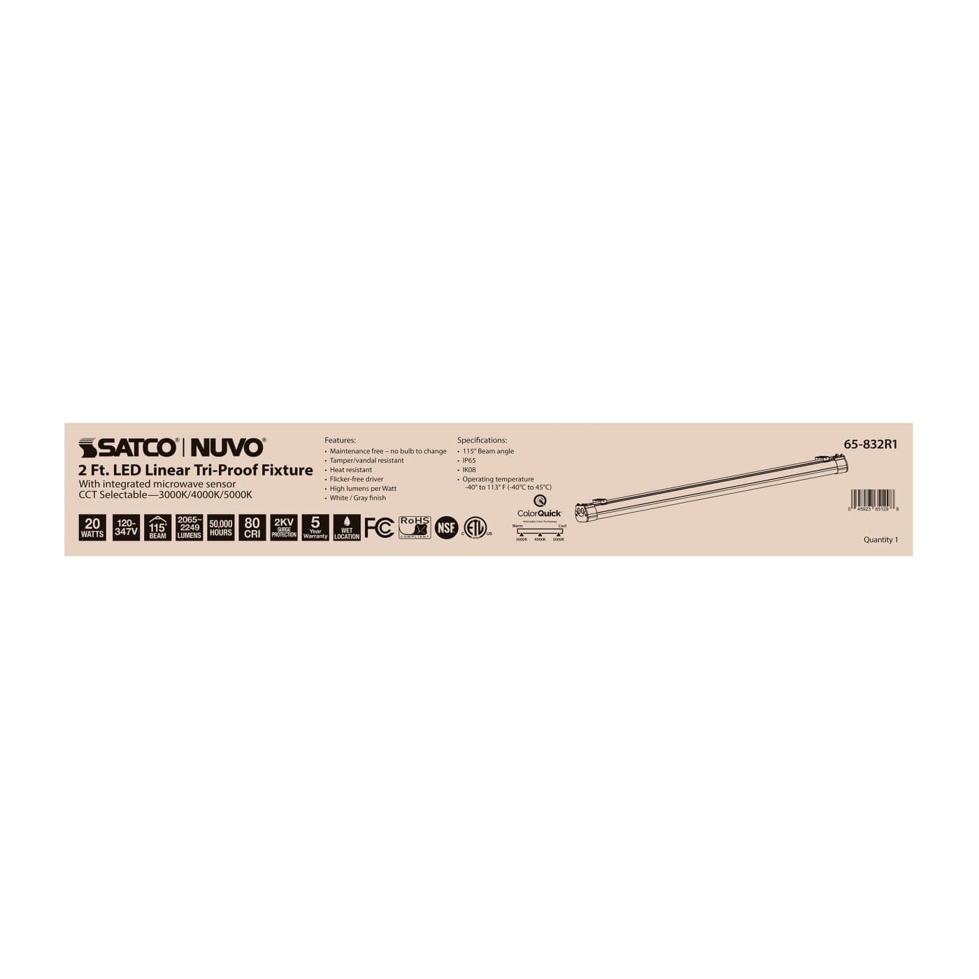 2' 20W LED TRI-PROOF W/SENSOR - 65-832R1