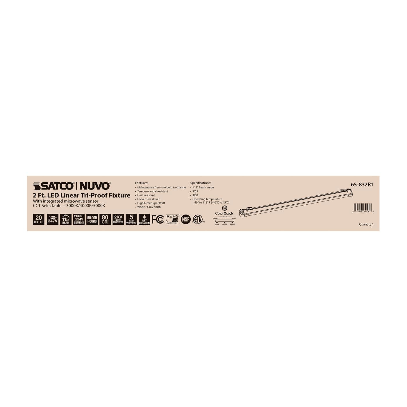 2' 20W LED TRI-PROOF W/SENSOR - 65-832R1
