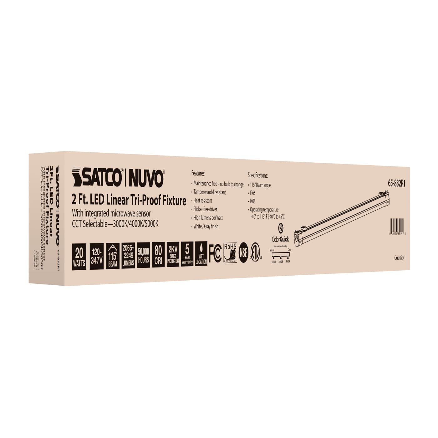 2' 20W LED TRI-PROOF W/SENSOR - 65-832R1