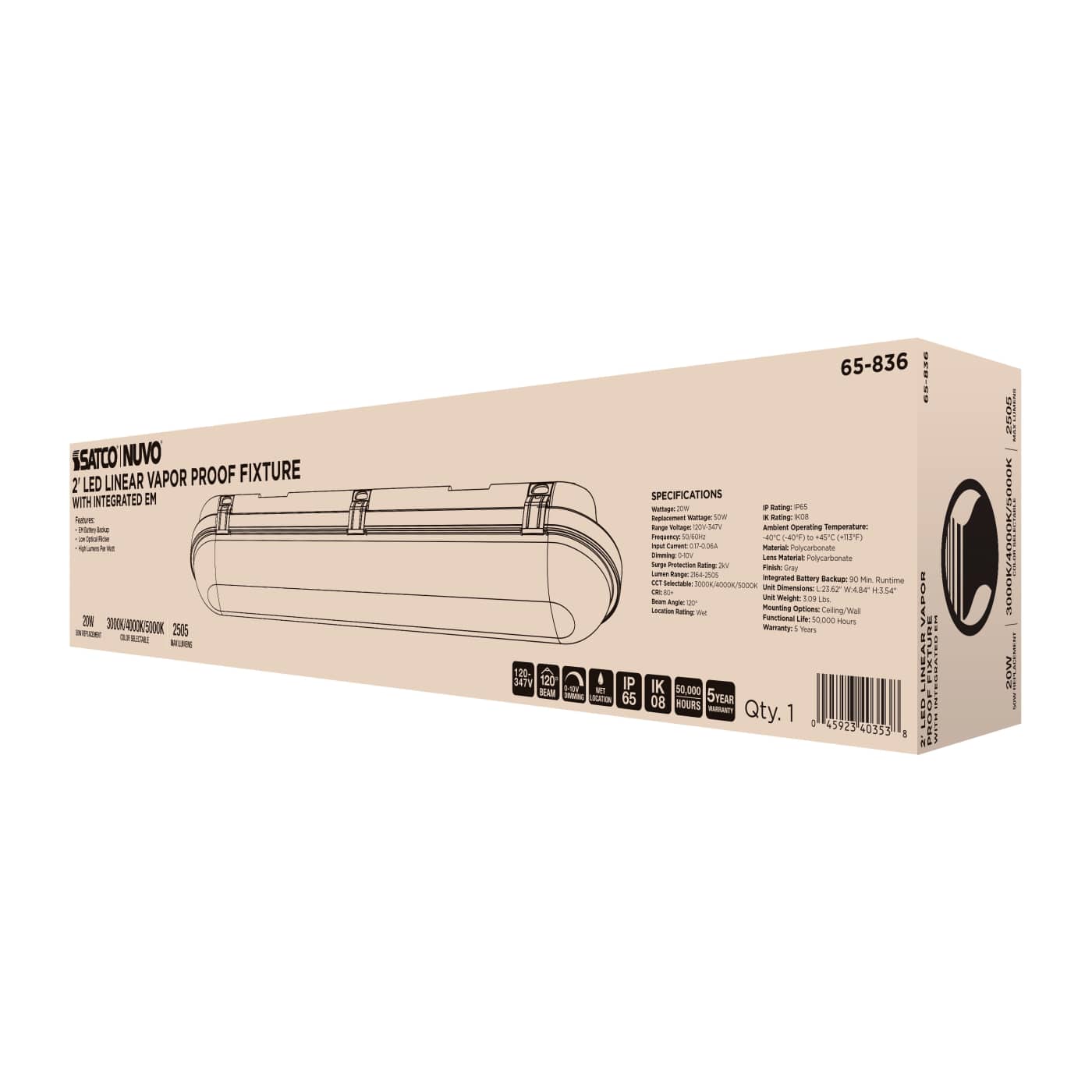 2' LED EM LINEAR VAPOR PROOF - 65-836