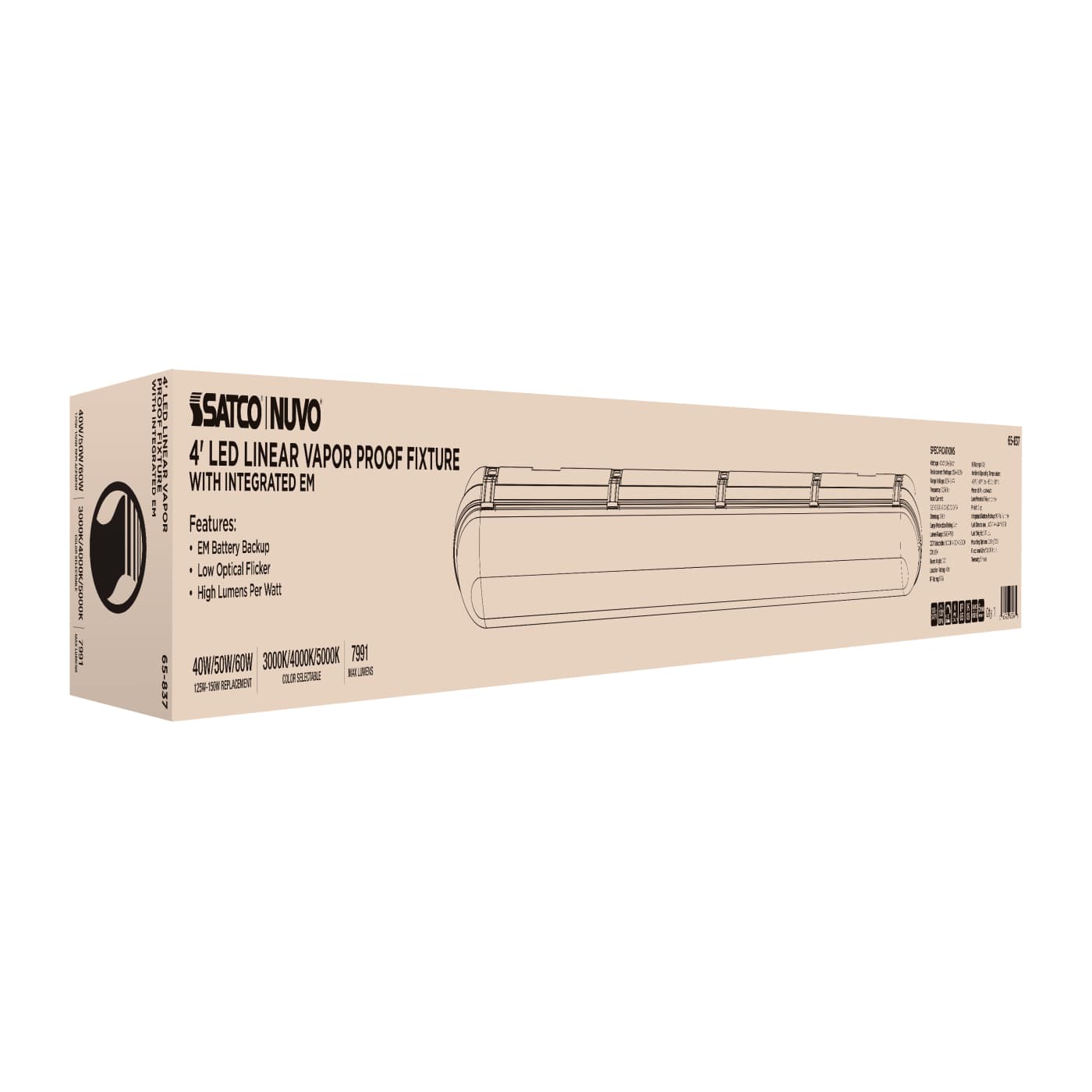 4' LED EM LINEAR VAPOR PROOF - 65-837