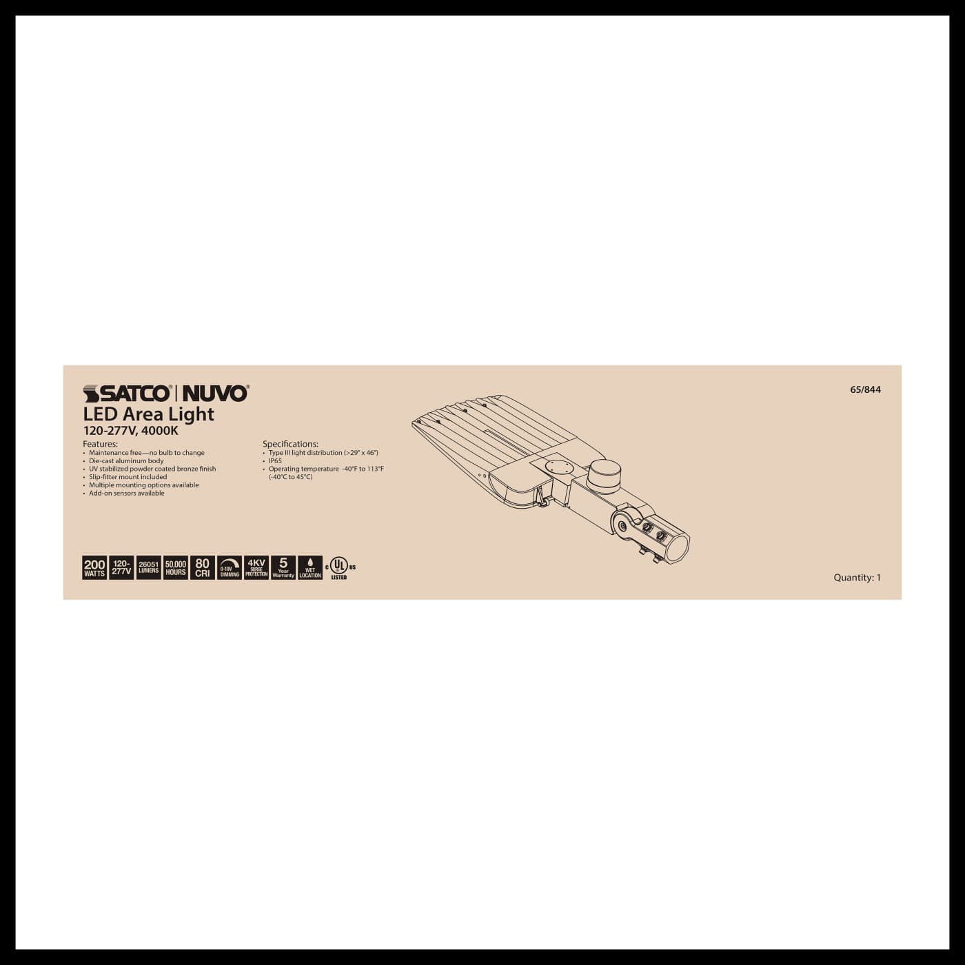 200W LED AREA LIGHT TYPE III - 65-844