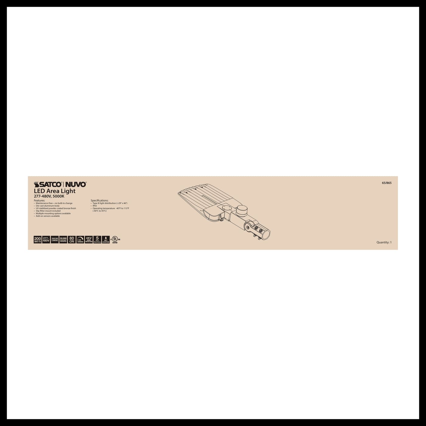 200W LED AREA LIGHT TYPE III - 65-865