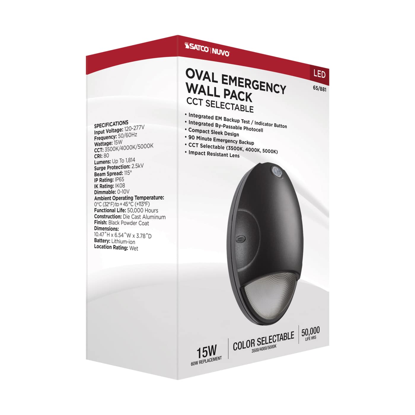 LED SMALL EM WALL PACK BLACK - 65-881