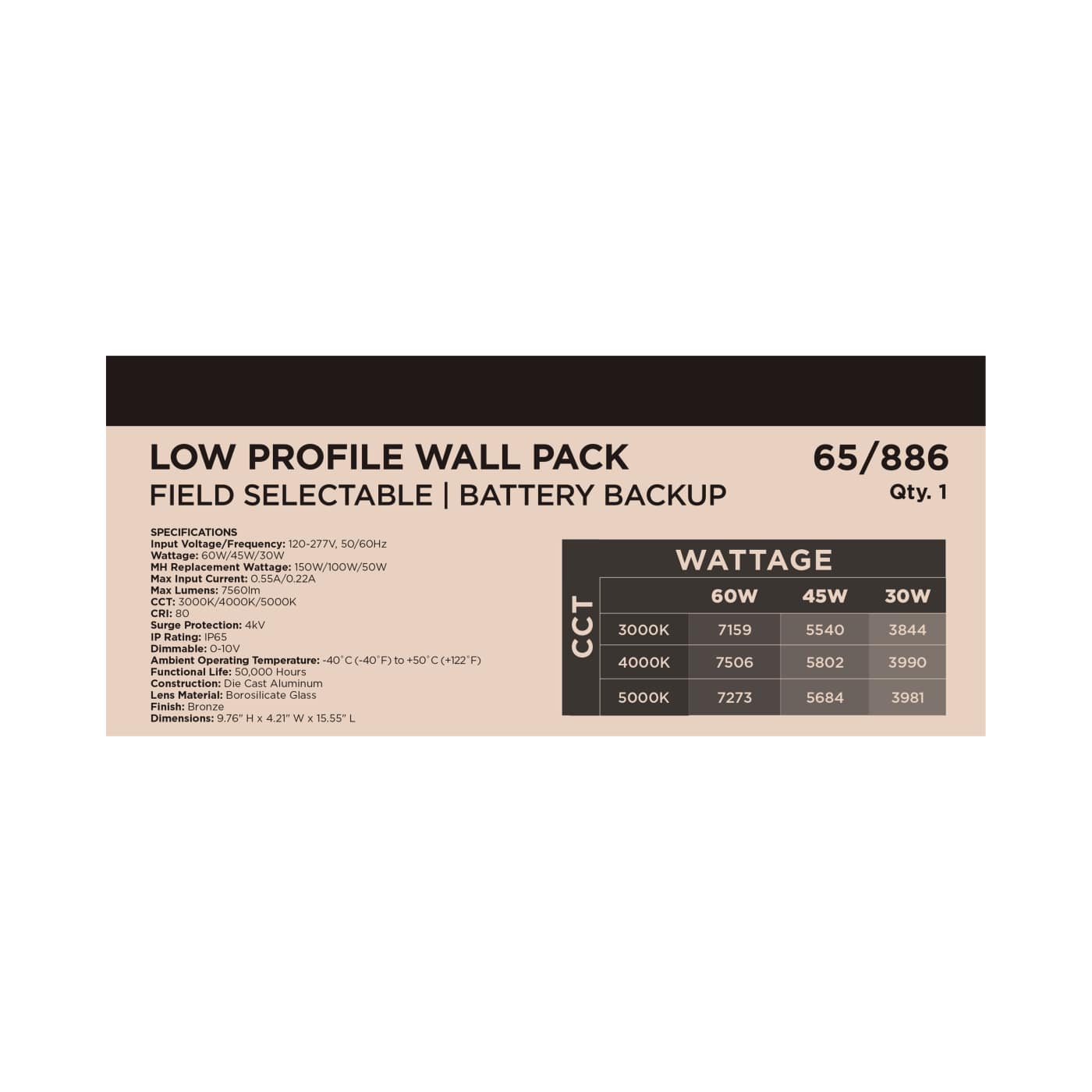 LED EM LOW PRO WALL PACK - 65-886
