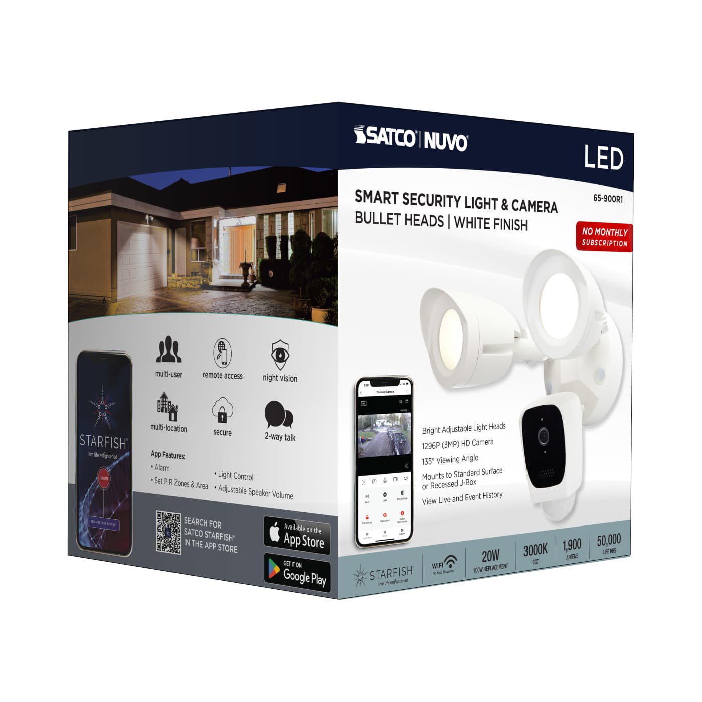 BULLET SEC LGT W/ CAMERA - WH - 65-900R1