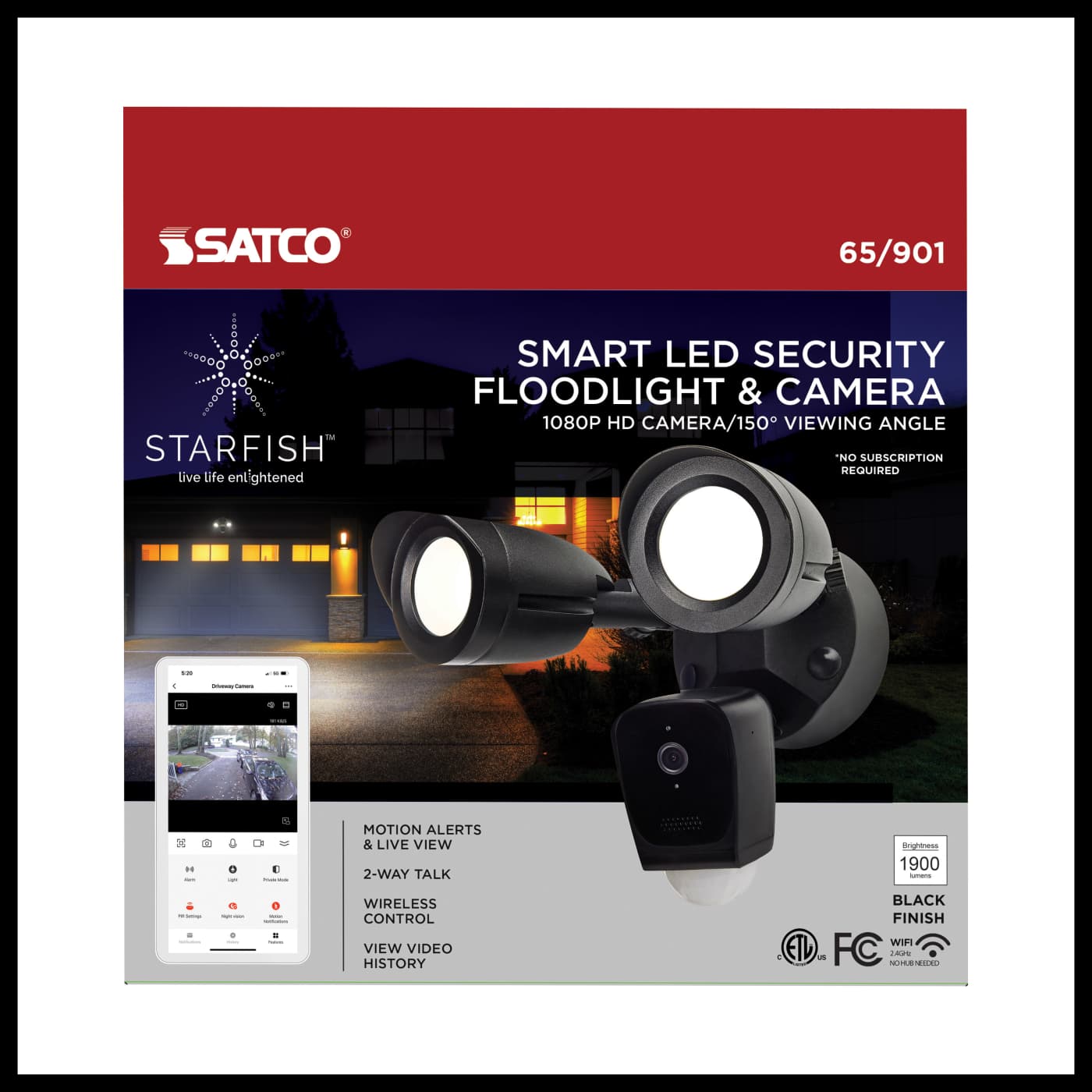 BULLET SEC LGT W/ CAMERA - BK - 65-901