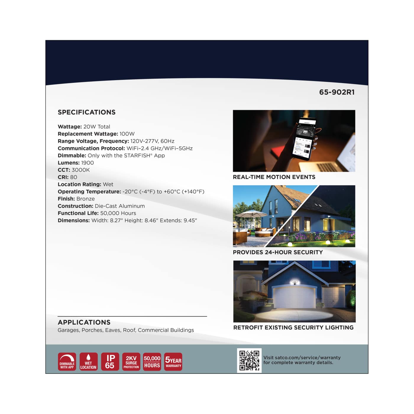 BULLET SEC LGT W/ CAMERA - BZ - 65-902R1