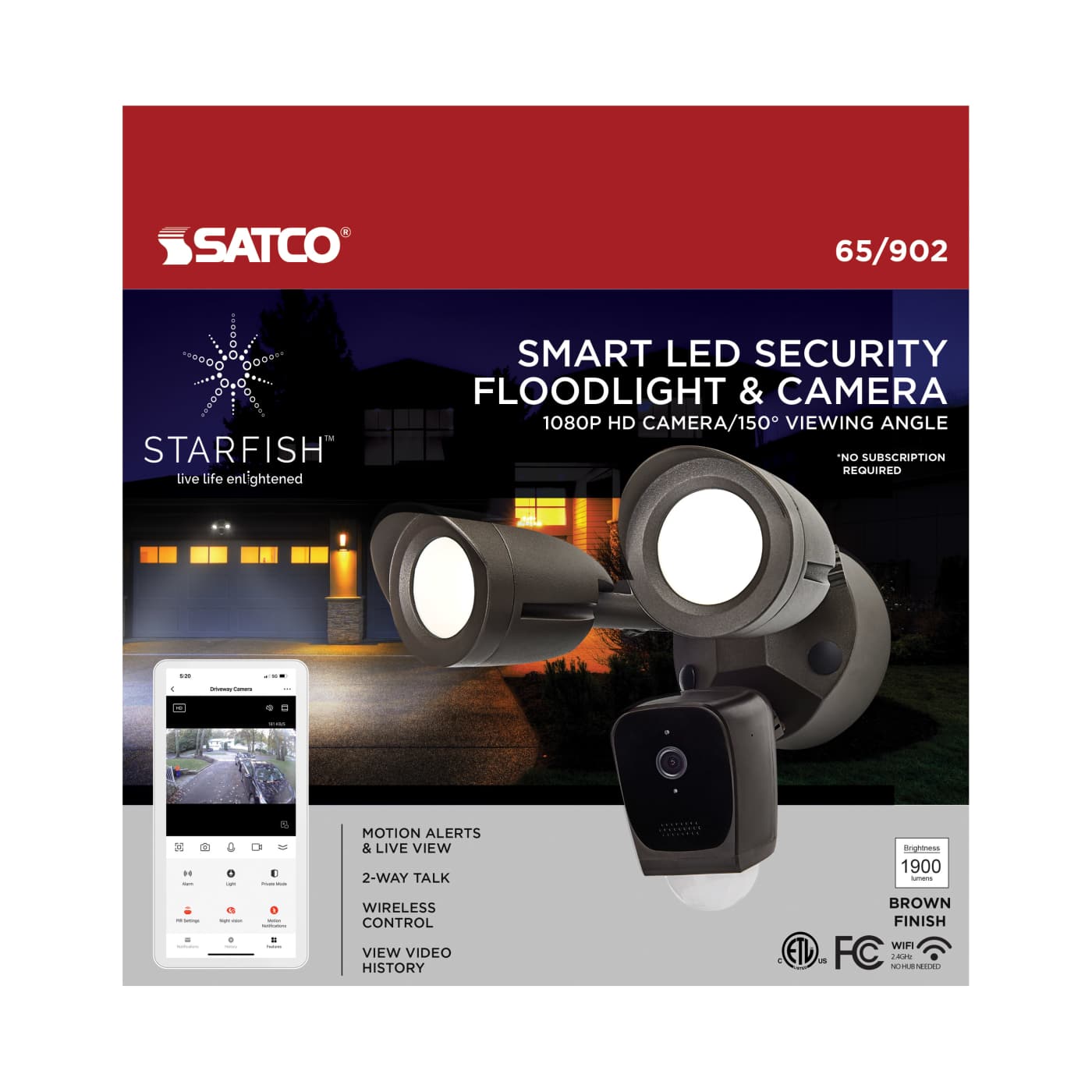 BULLET SEC LGT W/ CAMERA - BR - 65-902