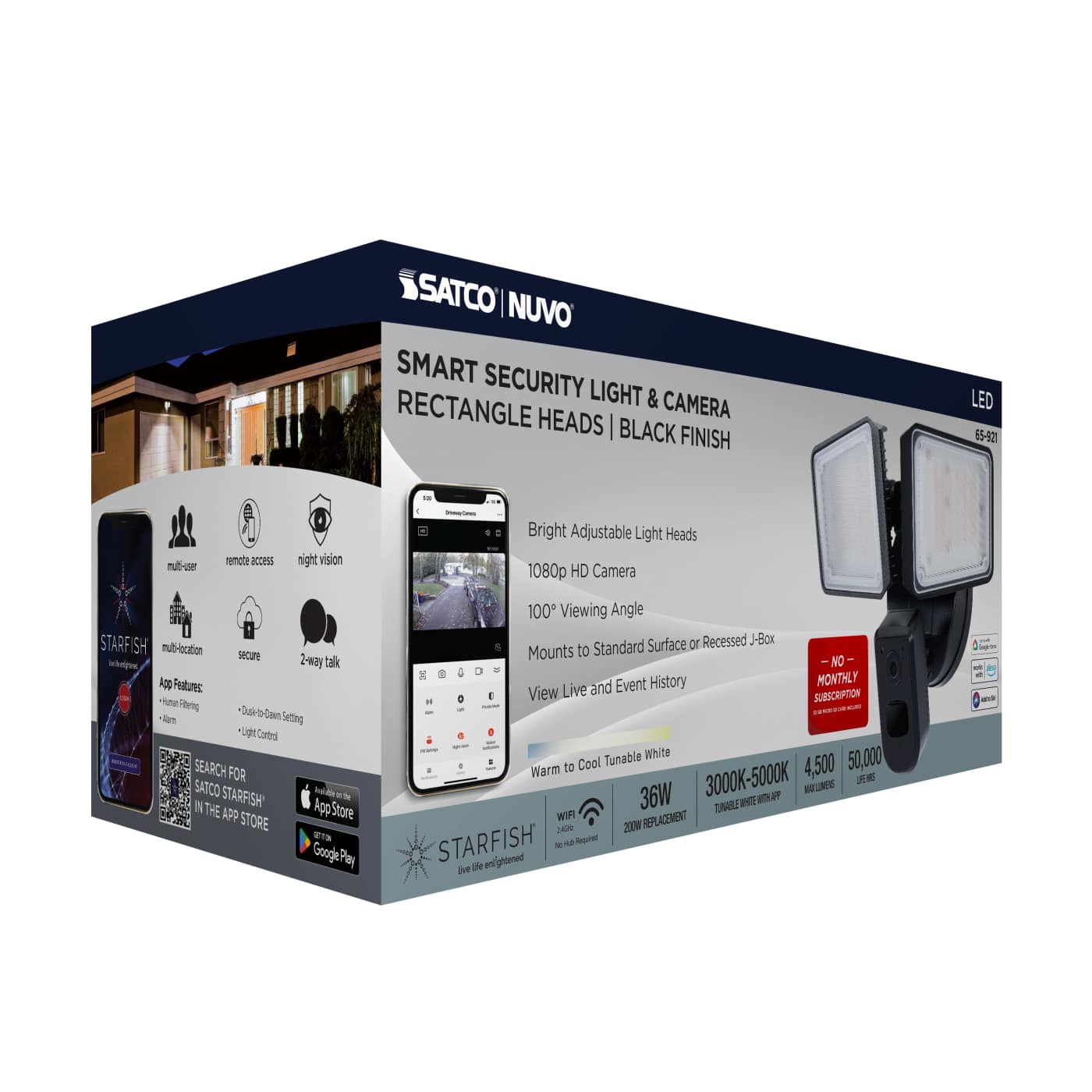 RECT SEC LGT W/ CAM-BLACK - 65-921