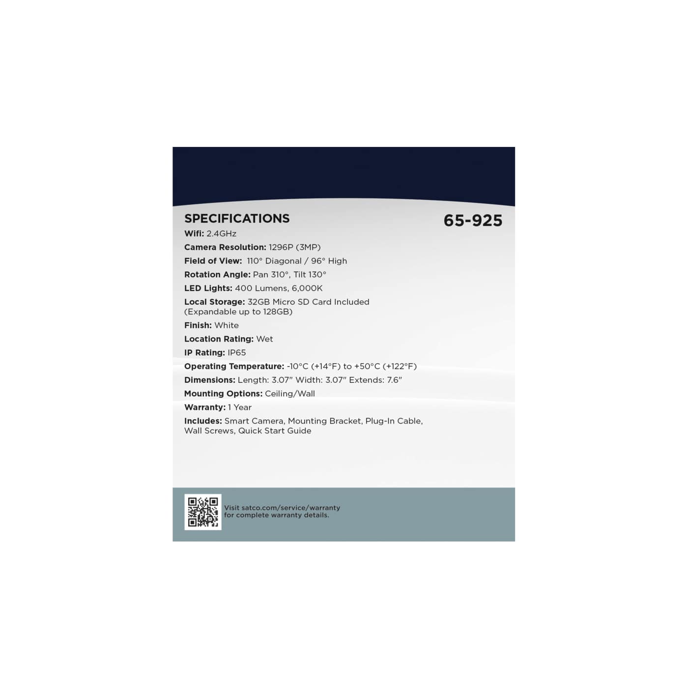 OUTDOOR P&T CAM-WHITE - 65-925