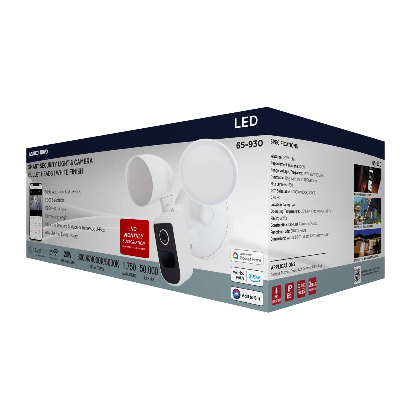 BULLET SEC LGT W/ CAM-WHI - 65-930