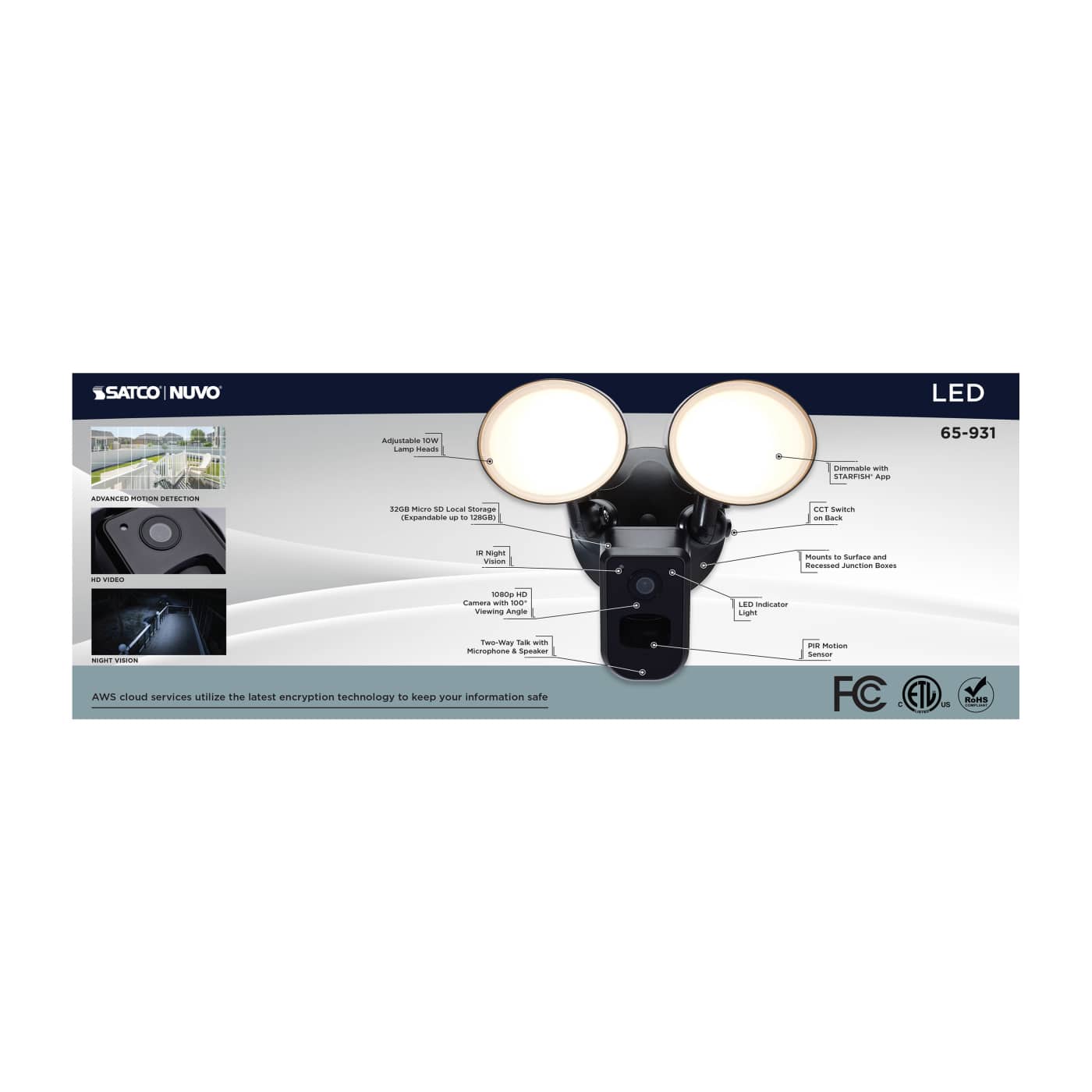 BULLET SEC LGT W/ CAM-BLA - 65-931