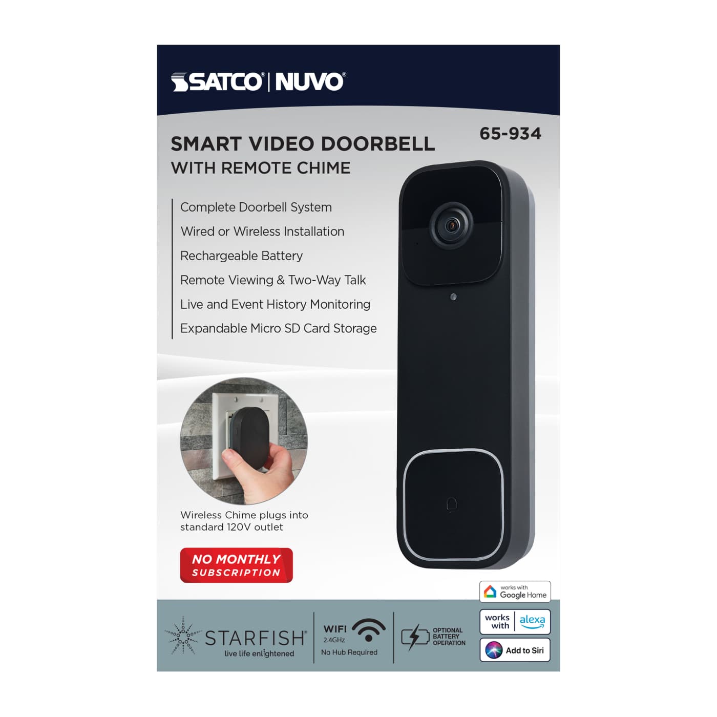 DOORBELL CAM WIRED/BLACK - 65-934