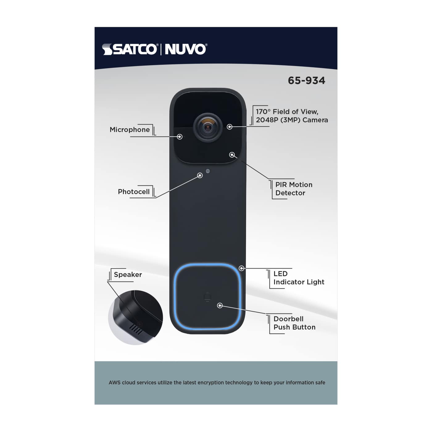 DOORBELL CAM WIRED/BLACK - 65-934