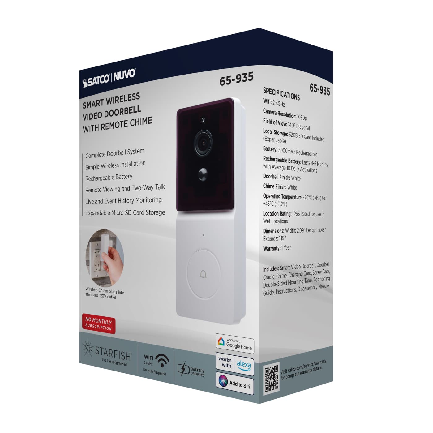 DOORBELL CAM-WHITE - 65-935