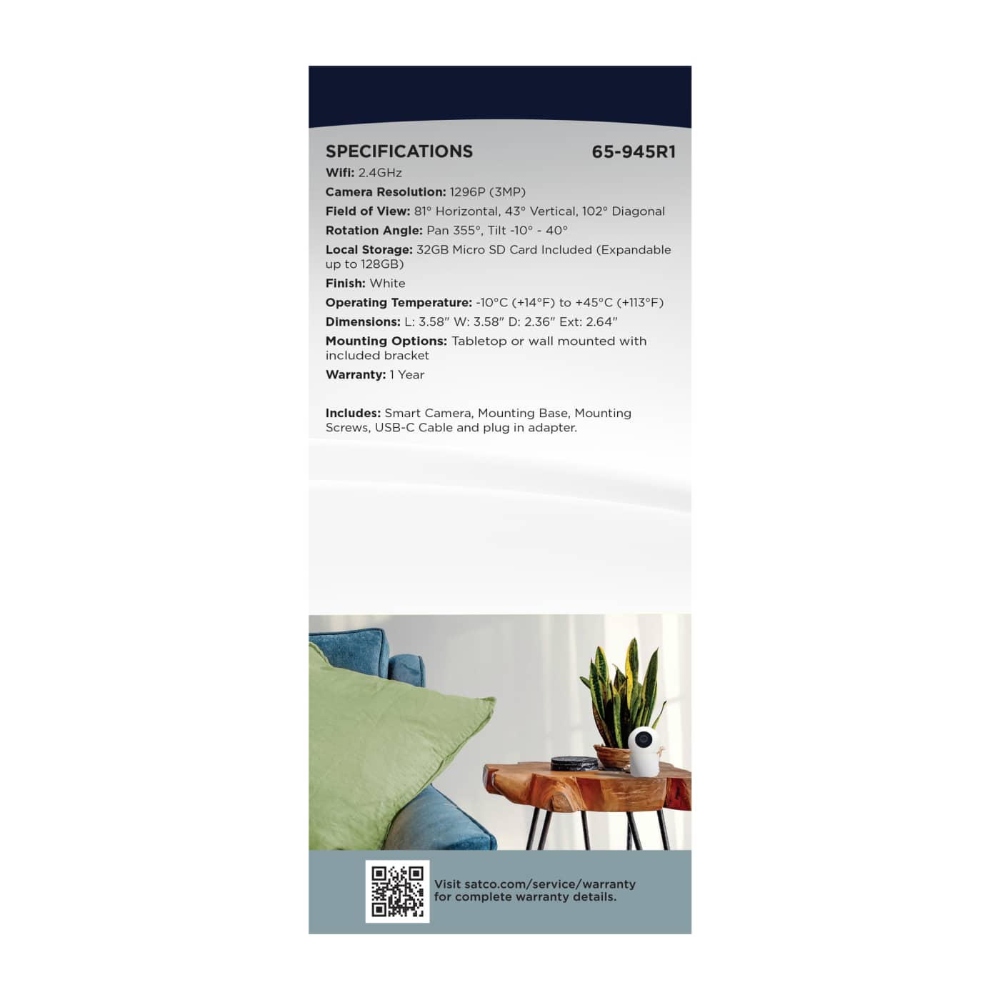 INDOOR P&T CAMERA - WHITE - 65-945R1