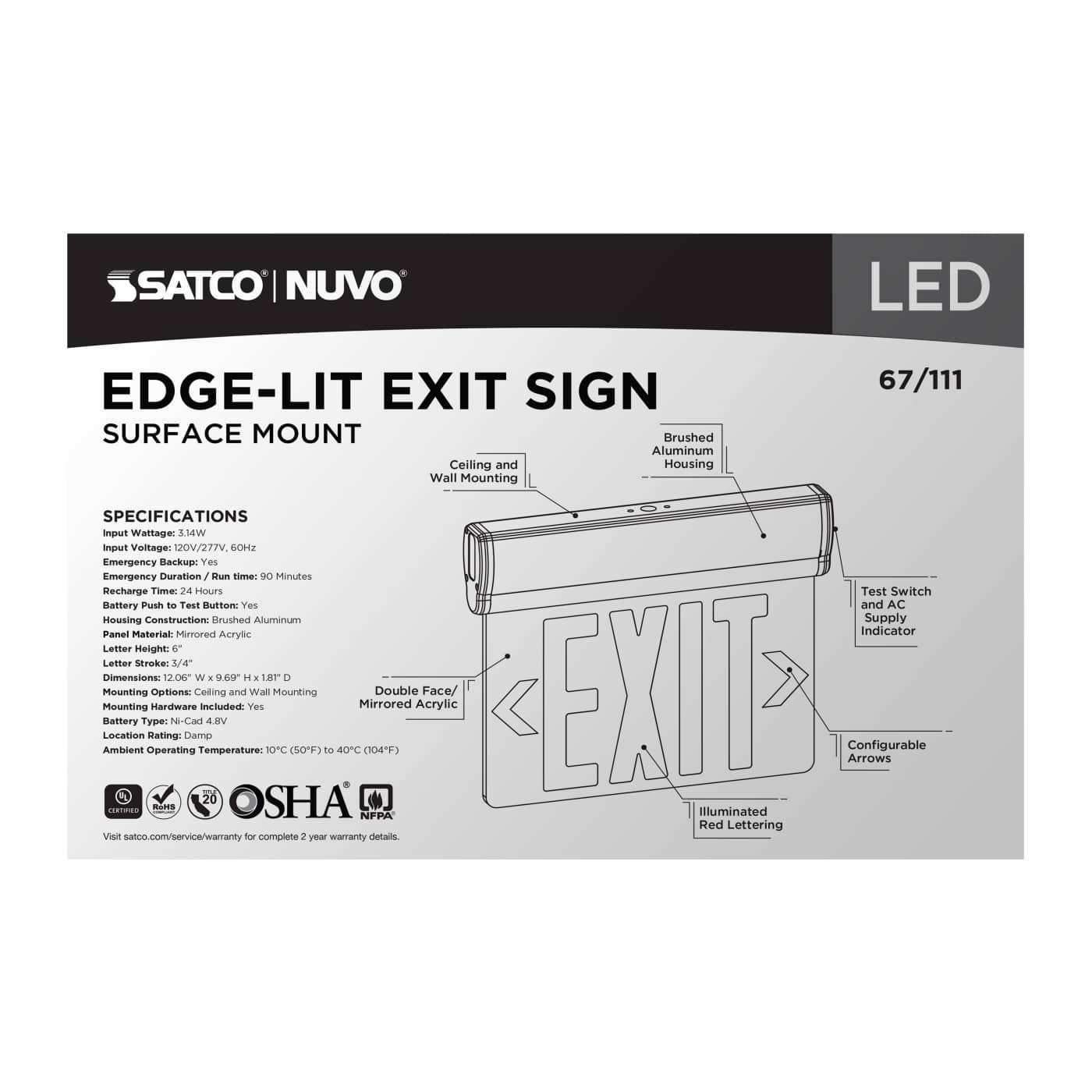 EL EXIT SIGN - DF RD MIR - 67-111