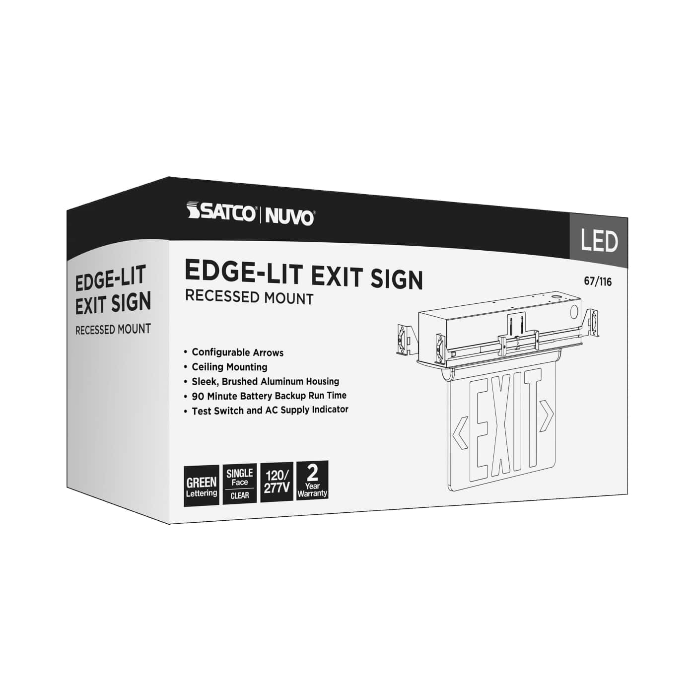 REC EL EXIT SIGN - SF GR CLR - 67-116