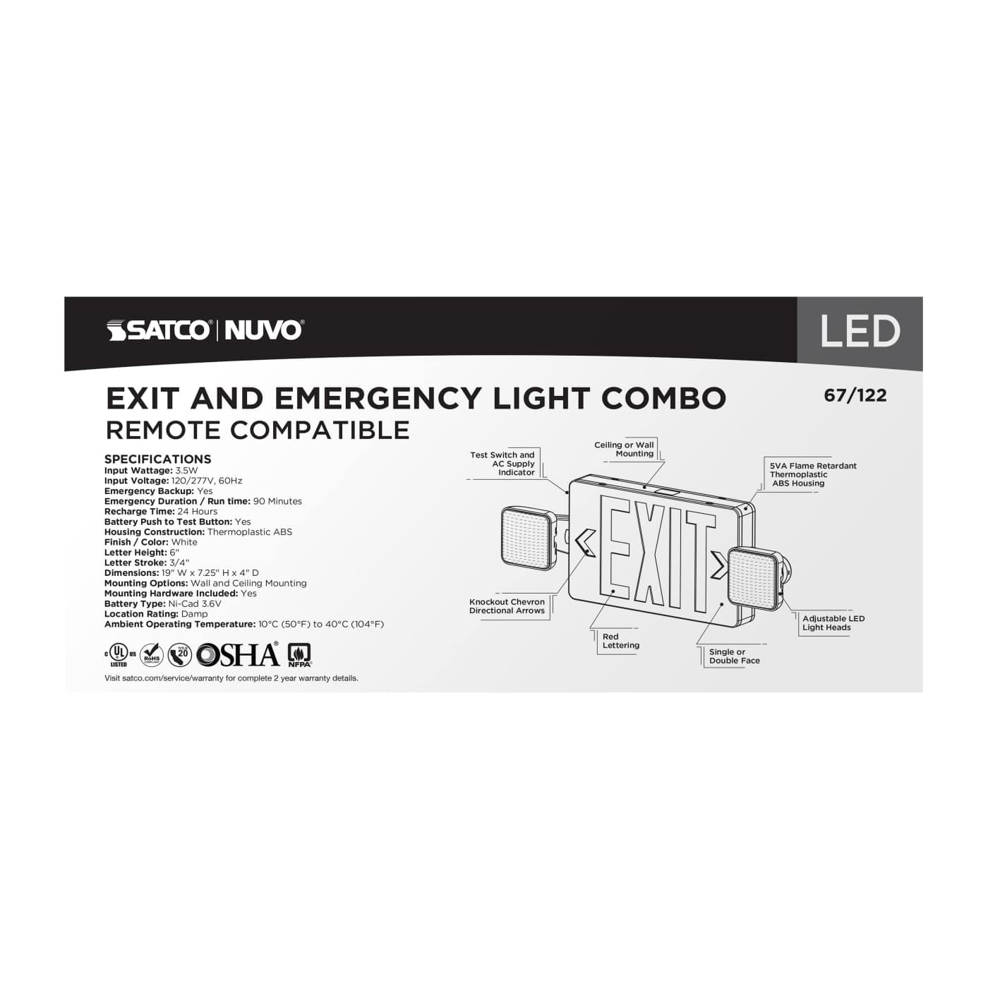 EXIT/LIGHT DH - RED - RC - 67-122