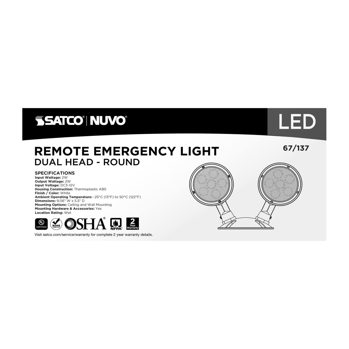 REMOTE EMERG LIGHT WP DH - 67-137