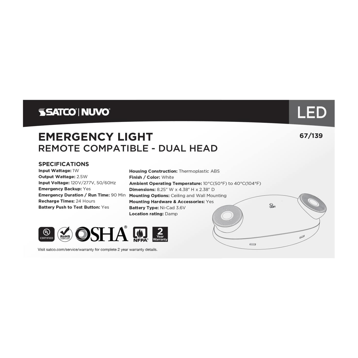 EMERG LIGHT DH - RC - 67-139